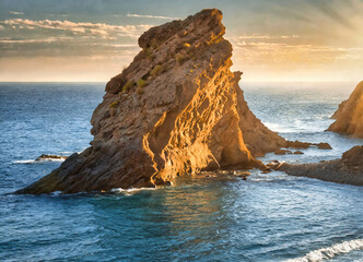 Sunset at the cliffs of Ponta de Sao Lourenco in Portugal