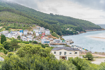 Fototapeta na wymiar View of the village of O Barqueiro, Galicia, Spain