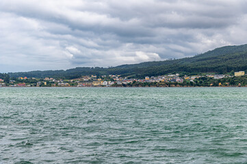 Fototapeta na wymiar View from the port of O Barqueiro, Galicia, Spain