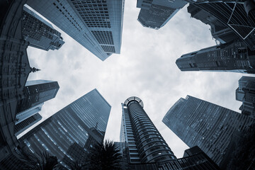 Skyscrapers view from ground, business concept with copy space