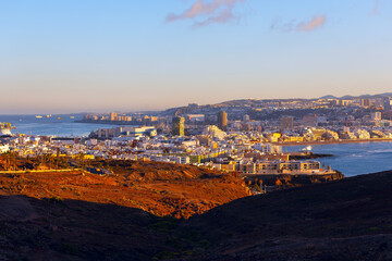 Cityscape of Las Palmas, Gran Canaria, Canary Islands, Spain. Panorama of Las Palmas in the morning
