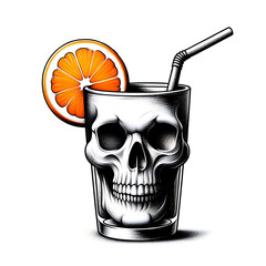 illustration design logo a cocktail skull