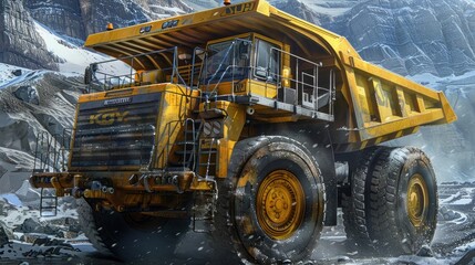 big yellow mining truck for coal anthracite - obrazy, fototapety, plakaty