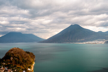 volcano san pedro on the lake atitlan in guatemala