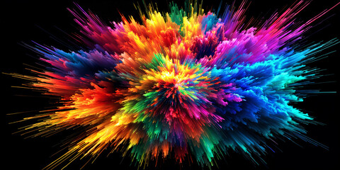 A vibrant explosion of colors, with each color represented by a different line or streak that radiates outward from the center.