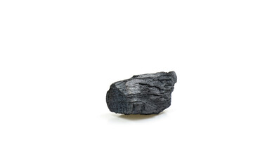 Natural wood charcoal, traditional charcoal or hardwood charcoal isolated on white background. For heating food in cooking.  cosmetics. deodorant in the refrigerator. Activated Carbon. BBQ.