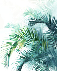 Watercolor illustration background with tropical palm leaves.
- 794537273
