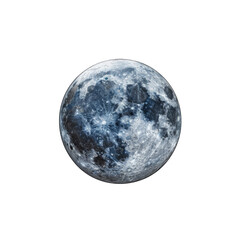 A solitary full moon hanging in a pristine transparent background completely isolated against a transparent background