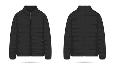 Warm jacket mockup. Puffer jacket template front and back view © Ancala
