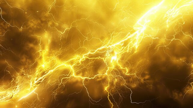 yellow lightning on night sky background