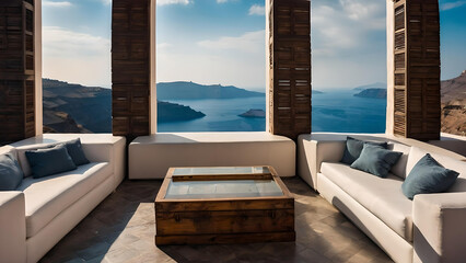 Luxury Hotel Room With The Sea Landscape in Santorini in Greece