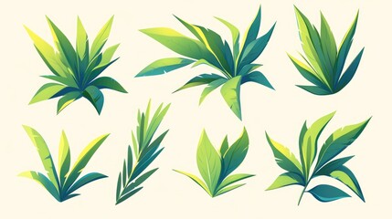 2d icon featuring grass leaves A playful cartoon illustration of grass leaves 2d