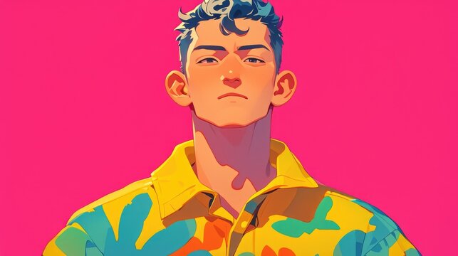 The avatar of a man with a hairstyle design features a face in a dotted shape