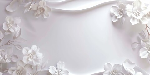 White Abstract Background with Wave and Flower Petal Design