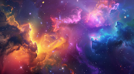 Obraz na płótnie Canvas Cosmic Wonders: Psychedelic Colorful Galaxies