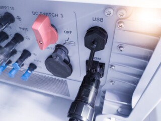 Electrical inverter solar panel switching on bottom view.