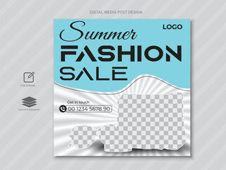 Summer Fashion sale social media post or social media banner template.
