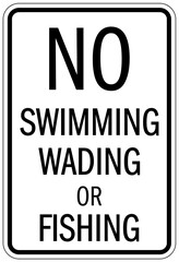No fishing warning sign no swimming,wading or fishing