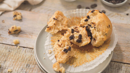 Chocolate chip muffins with milk