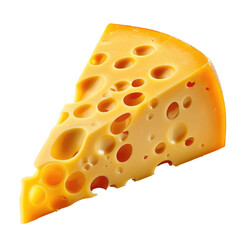 A piece of cheese displayed on a transparent background