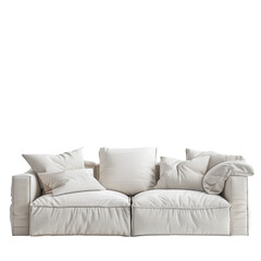 A stylish sofa set against a transparent background allows its design to shine without distractions