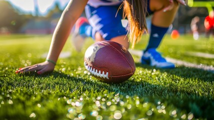 Portrait of a female high school flag football player