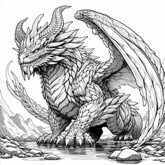Thick Muscled Dragon Coloring Page