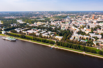 Fototapeta na wymiar Panoramic view of the old center of Yaroslavl, one of the Golden Ring cities of Russia