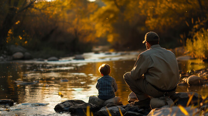 Serene Father-Son Moments: Father's Day Theme