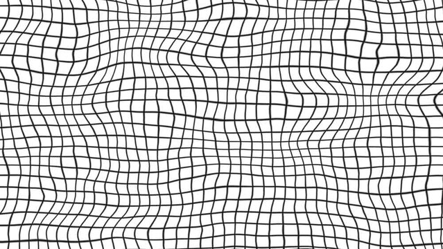 Abstract black and white wavy grid background animation