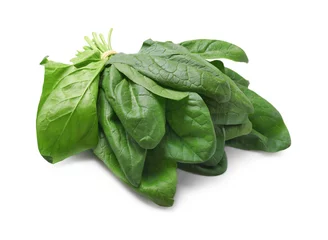 Fotobehang Bunch of fresh spinach leaves isolated on white © New Africa