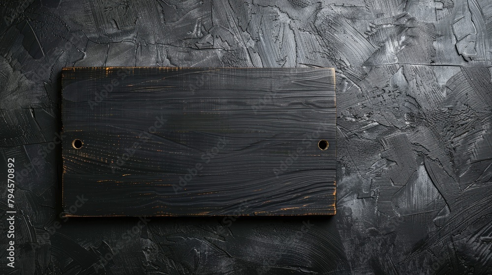 Poster a black wooden board displays an empty space where users can find the hardware manual