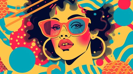 Cute and quirky Memphis-inspired babe girl artwork  AI generated illustration