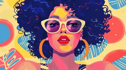 Cute and quirky Memphis-inspired babe girl artwork  AI generated illustration