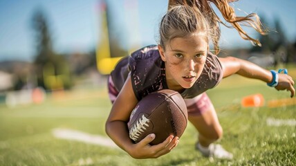 Portrait of a female high school flag football player