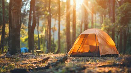 Camping tent in the forest,generative ai