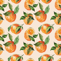 Vibrant and energetic watercolor orange fruit pattern, ideal for creating lively textile, wallpaper, and poster designs