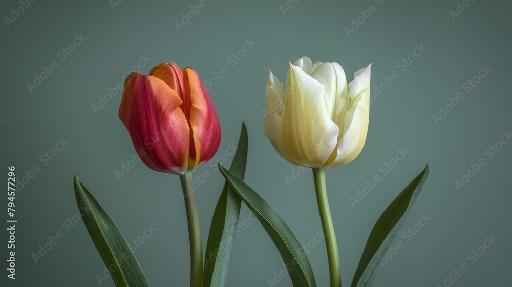 Wall mural two tulips in a vase