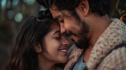 A candid shot of a couple sharing a quiet moment, their expressions soft and content, unaware of being observed, highlighting the intimacy of their bond.