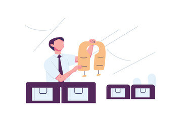 the flight attendant gave instructions flat style illustration vector design