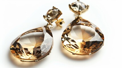 Close up of gold-colored top earrings