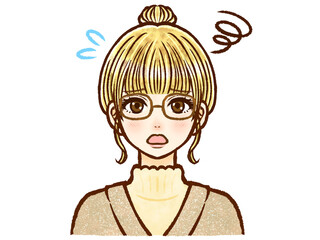 眼鏡をかけた金髪シニヨン大人女性のイラスト素材4