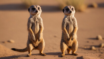Obraz premium Meerkat Sentry Standing in Desert