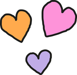 손으로 그린 귀여운 하트. 낙서 그림, 스트로크 벡터 일러스트레이션. 발렌타인, 마더스데이.