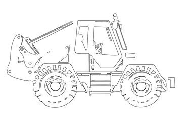 truck Cute excavator. Coloring page and colorful clipart character. Cartoon design for t shirt print, icon, logo, label, patch or sticker. Vector illustration. generative ai