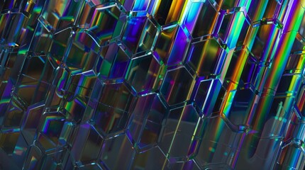 Abstract  hexagon  glass background with geometric modern technological forms 3d render