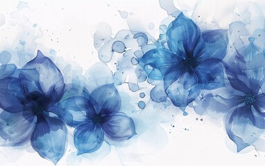 very beautiful abstract blue watercolor flower drawing
