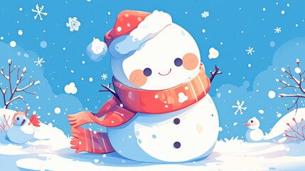 Turn your message into a captivating snowman cartoon by adding charming cartoon stickers