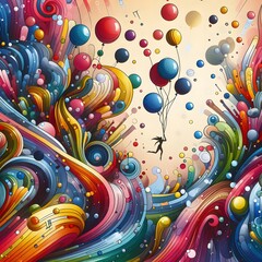 Vibrant Abstract Balloons Explore a Spectrum of Colorful Elegance