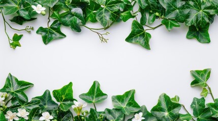 Ivy Green and Flower on White Background